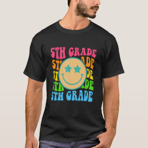 Groovy Fifth Grade Vibes Face Retro Teachers Back  T-Shirt