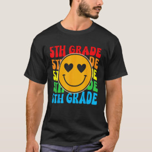 Groovy Fifth Grade Vibes Face Retro Teachers Back  T-Shirt