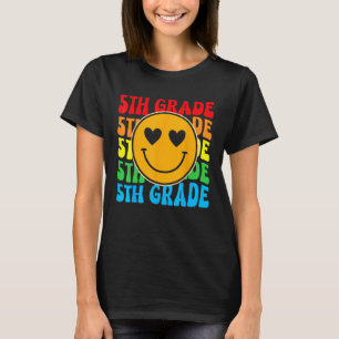 Groovy Fifth Grade Vibes Face Retro Teachers Back  T-Shirt
