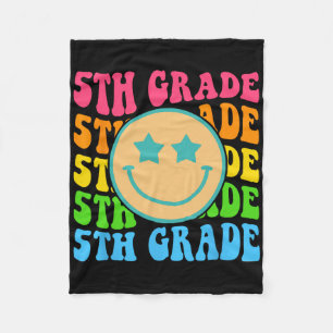 Groovy Fifth Grade Vibes Face Retro Teachers Byck Fleece Blanket