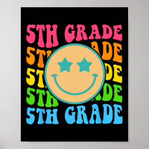 Groovy Fifth Grade Vibes Face Retro Teachers Byck Poster