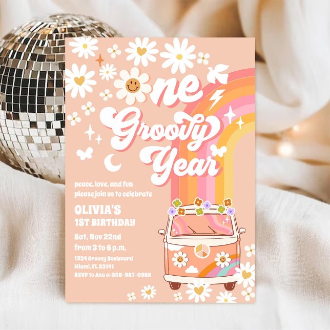 Groovy First Birthday Invitation (Creator Uploaded)
