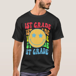 Groovy First Grade Vibes Face Retro Teachers Back T-Shirt