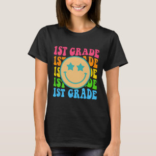 Groovy First Grade Vibes Face Retro Teachers Byck T-Shirt