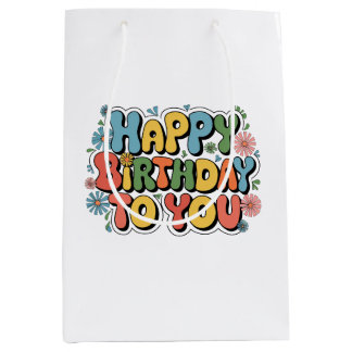 Groovy Floral Birthday Medium Gift Bag