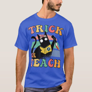 Groovy Floral Cat Boo Crew Trick or Teach Season T T-Shirt