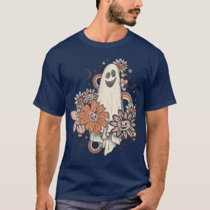 Groovy Floral Ghost Boo Halloween Pumpkin Spooky S T-Shirt