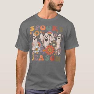 Groovy Floral Halloween Ghost Spooky Season 845 T-Shirt