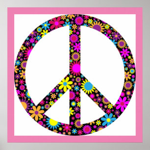 GROOVY FLORAL PEACE SIGN Poster