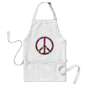GROOVY FLORAL PEACE SIGN STANDARD APRON