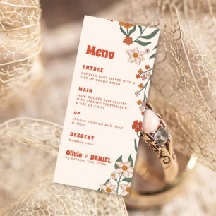 Groovy Floral Vintage Retro Wedding Menu