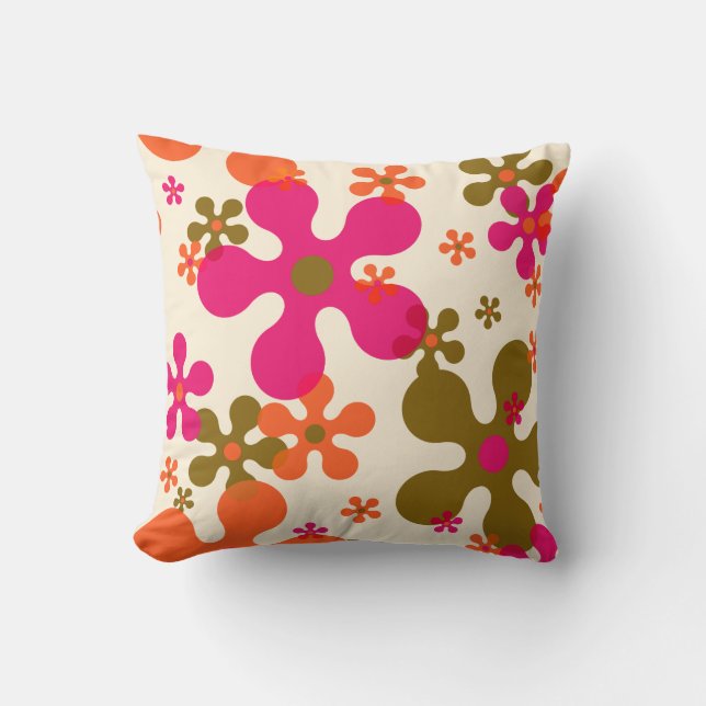 groovy flower 60s 70s pattern pillow (Front)