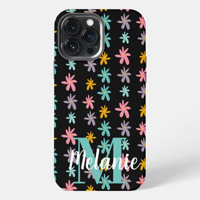 Groovy Flower Black Pattern Name    iPhone Case (Back)