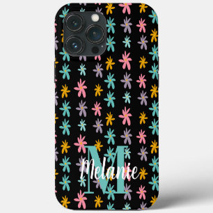 Groovy Flower Black Pattern Name iPhone 13 Pro Max Case