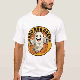 Groovy Flower Boo Boo Crew Halloween Orange Ghost T-Shirt