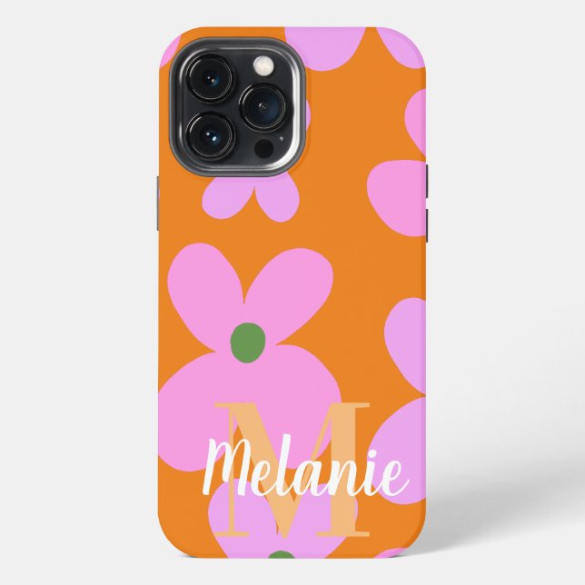 Groovy Flower Bright Orange Pattern Name      iPhone Case (Back)
