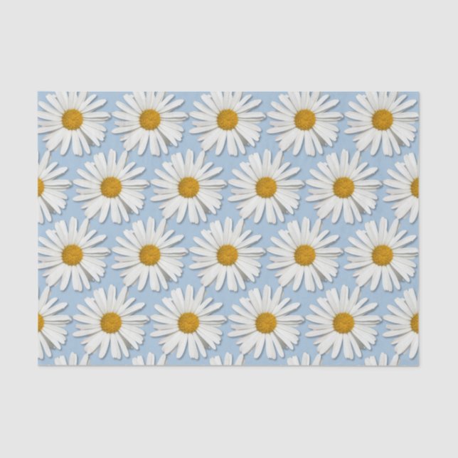 Groovy Flower Child White Daisy Hippie Blossoms Tissue Paper (Front)