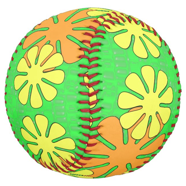 Groovy Flower Design Softball (Angled)