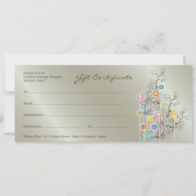 Groovy Flower Garden Silver Gift Certificate (Front)
