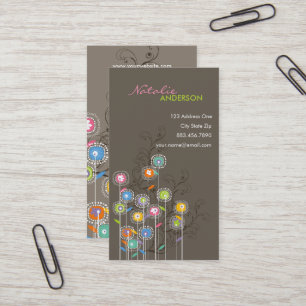 Groovy Flower Garden Whimsical Colourful Floral Business Card