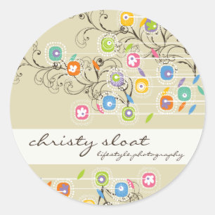 Groovy Flower Garden Whimsical Colourful Floral Classic Round Sticker