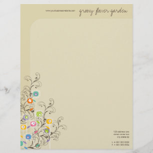 Groovy Flower Garden Whimsical Colourful Floral Letterhead