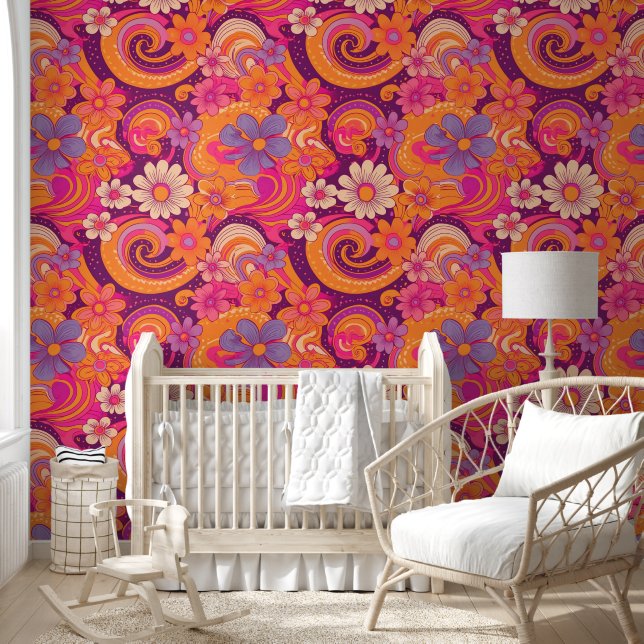 Groovy flower pattern wallpaper (Kids)