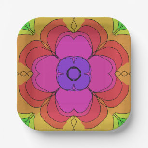 Groovy Flower Power 70s Gogo Paper Plate