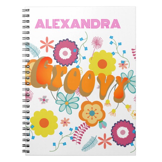 Groovy Flower Power Colourful  Notebook (Front)