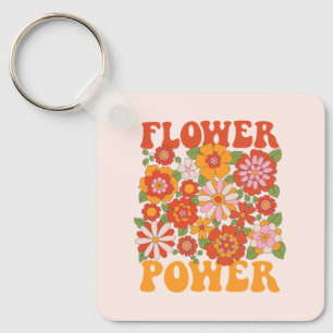 Groovy Flower Power Graphic Keychain