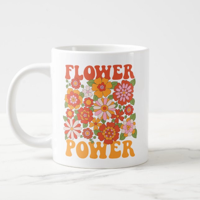 Groovy Flower Power Graphic Large Coffee Mug (Left)