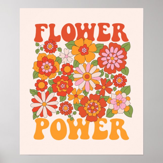 Groovy Flower Power Graphic Poster (Front)