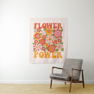 Groovy Flower Power Graphic Tapestry