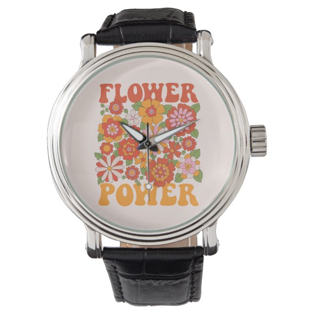 Groovy Flower Power Graphic Watch (Front)