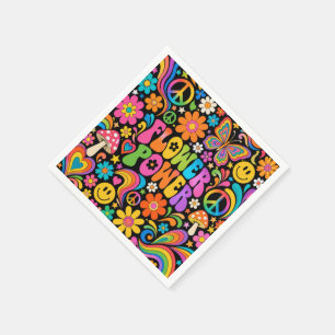 Groovy Flower Power Retro Home Napkin