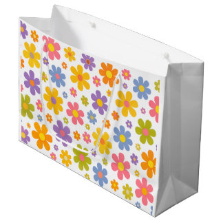 Groovy Flower Power (White) Large Gift Bag