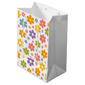 Groovy Flower Power (White) Medium Gift Bag