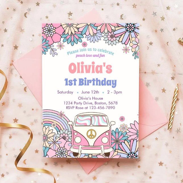 Groovy Flower Retro Birthday Invitation (Creator Uploaded)