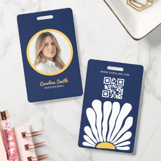 Groovy flower retro boho business  badge