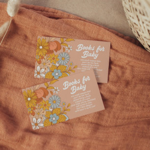 Groovy Flower Retro Book Request Baby Shower Enclosure Card
