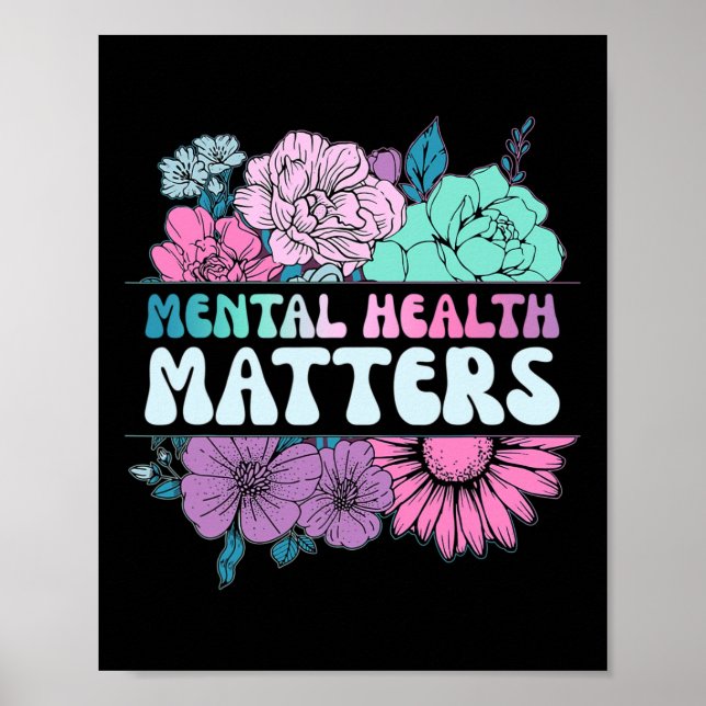Groovy Flower Retro Mental Health Matters Awarenes Poster (Front)