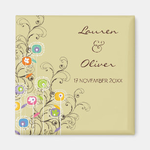 Groovy Flowers Garden Whimsical Save The Date Magnet