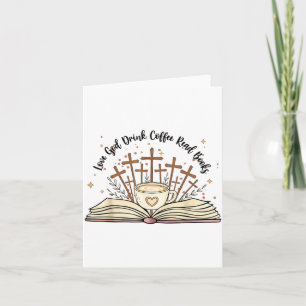 Groovy Flowers Love God Drink Coffee Read Books Ch Card