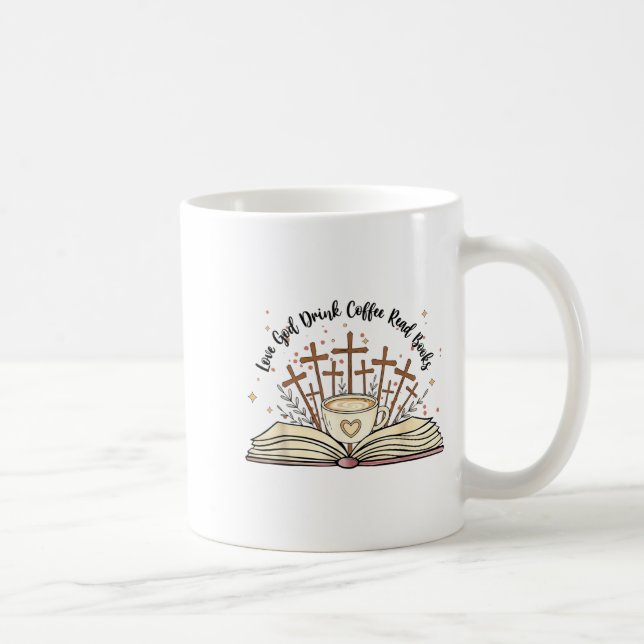 Groovy Flowers Love God Drink Coffee Read Books Ch Mug (Right)