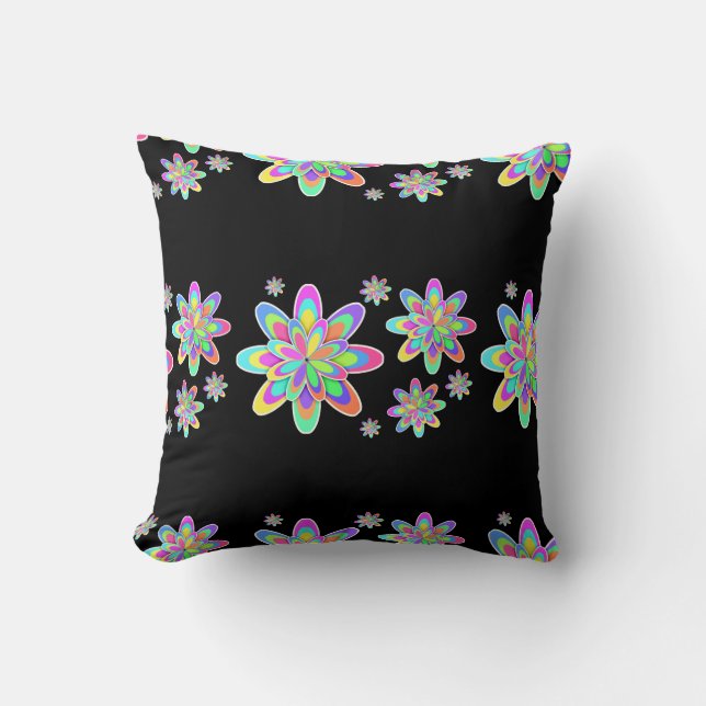 Groovy Flowers Throw Pillow (Front)
