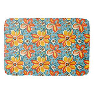 Groovy Flowers with Vintage Vibes Bath Mat