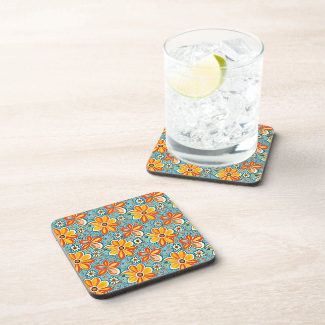 Groovy Flowers with Vintage Vibes Coaster (Right Side)