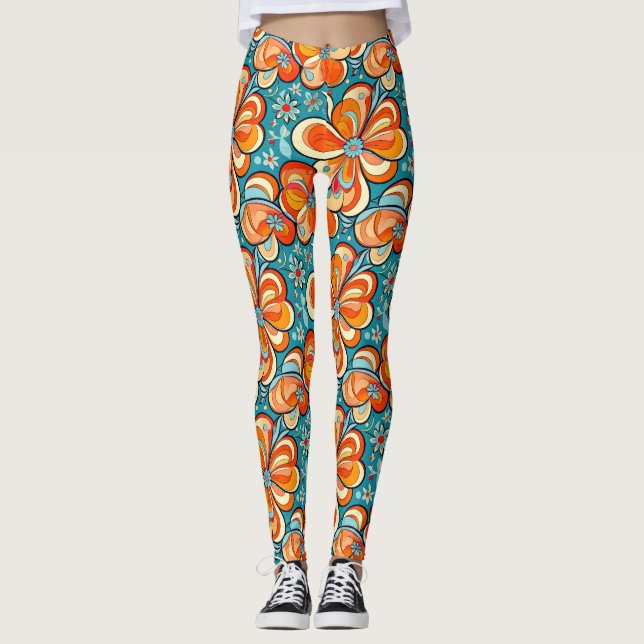 Groovy Flowers with Vintage Vibes Leggings (Front)