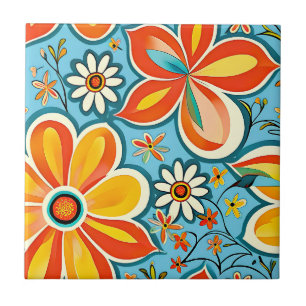 Groovy Flowers with Vintage Vibes Tile