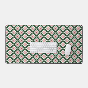 Groovy Folksy Bohemian Eclectic Christmas Pattern Desk Mat